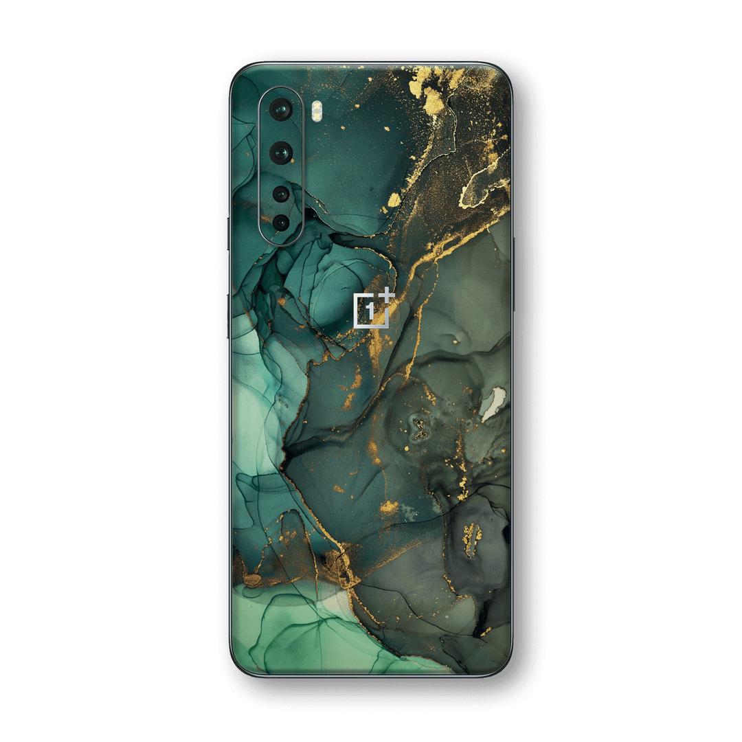 OnePlus Nord Print Printed Custom SIGNATURE AGATE GEODE Royal Green-Gold Skin Wrap Sticker Decal Cover Protector by EasySkinz